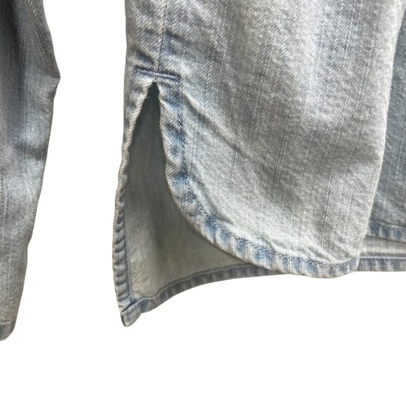 J Jill Blue Light Wash Denim Over-Shirt, Medium, Cotton Chambray Metal Buttons - Picture 5 of 10